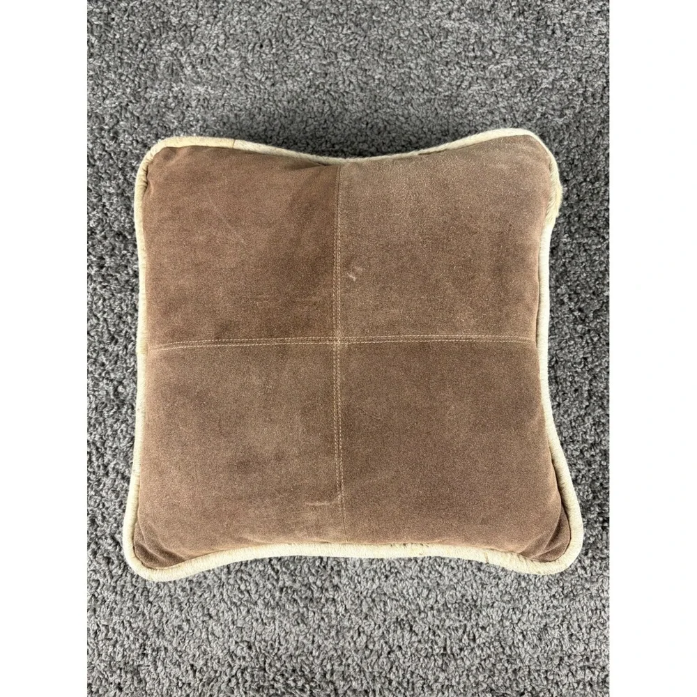 Stetson Leather Throw Pillow Set of 3 Western Cowhide Hair on Hide Brown Tan